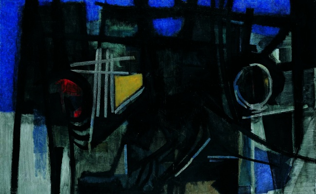 Mauro Manca, L'ombra del mare sulla collina, huile sur toile, 1957