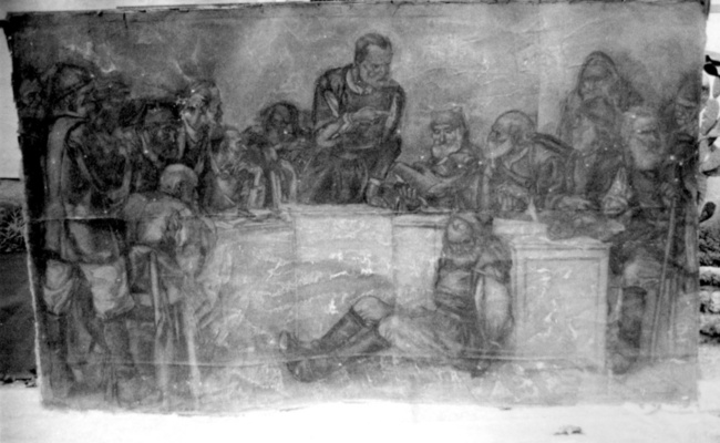 Mario Delitala, Vorbereitender Cartoon für La Cacciata dell’arrendadore, 1926