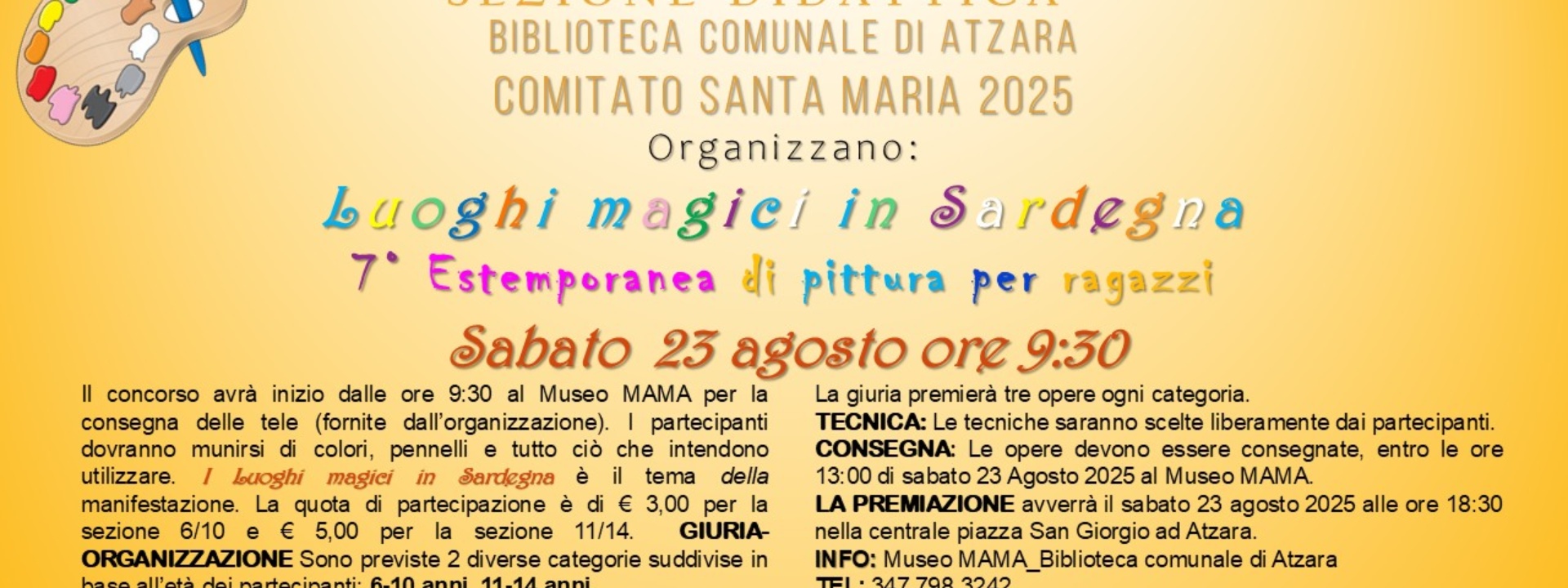 Museo Mama di Atzara | 7° edizione Concorso di pittura per bambini e ragazzi
