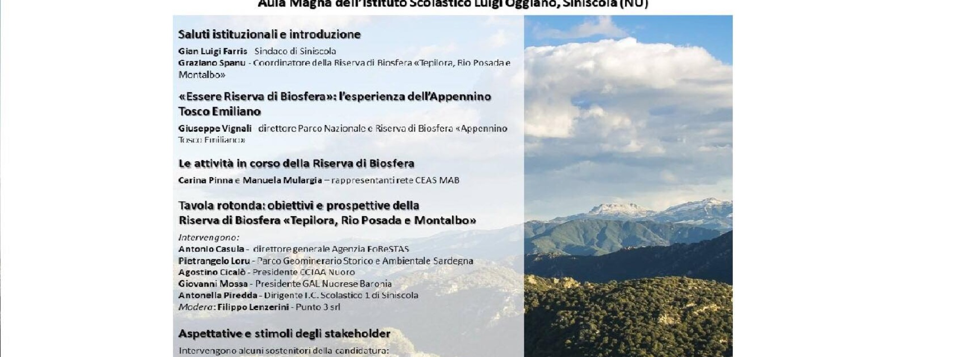 CONVEGNO | Riserva di Biosfera MAB UNESCO Tepilora, Rio Posada e Montalbo