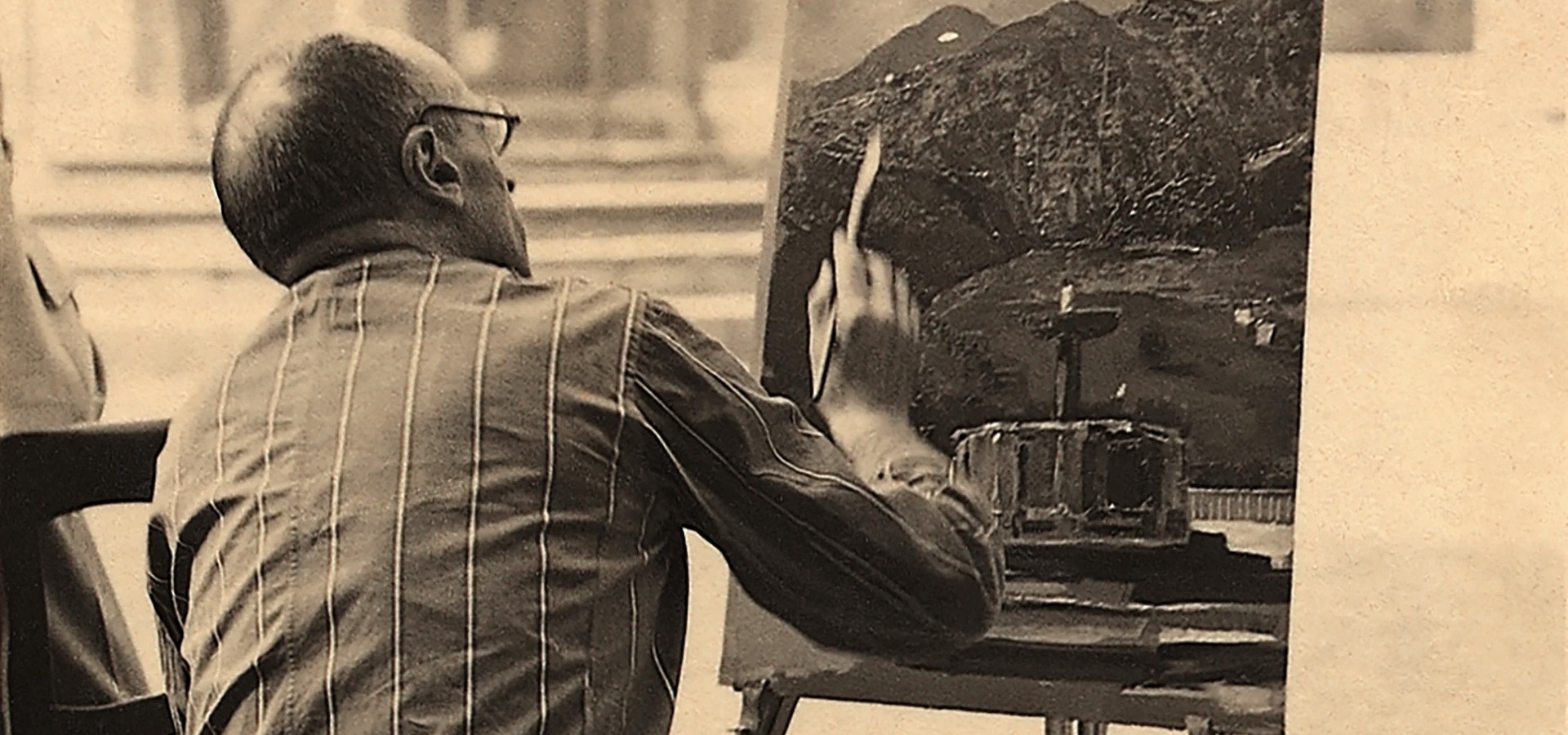 Giuseppe Biasi, Porträt des Malers bei der Arbeit