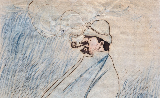 Gonario Delitala, Caricatura di Raffaele Ciceri, 1911 penna e pastello su carta