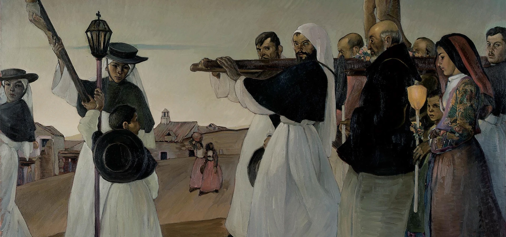 Giovanni Ciusa Romagna, Processione, 1933, olio su tela