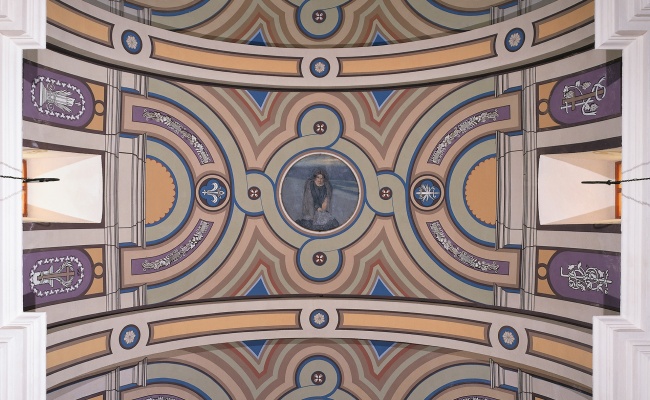 Mario Delitala, decoration of the vault of the central nave (1926-27), Lanusei, cathedral of Santa Maria Maddalena