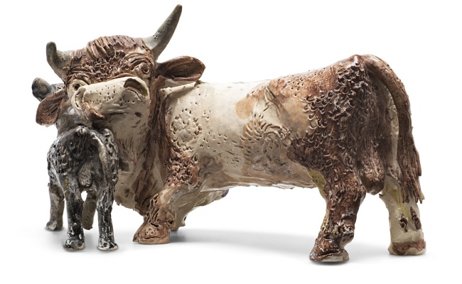 Salvatore Fancello, Mucca e vitellino, 1938 ca., glazed terracotta, Nuoro, Archivio per le Arti Applicate