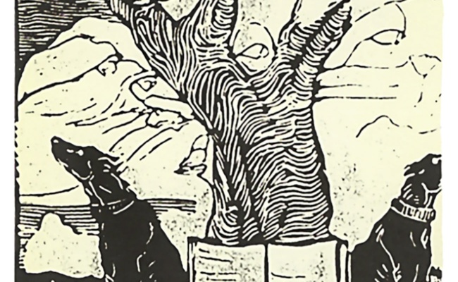 Carmelo Floris, Al poeta della Barbagia, 1924, woodcut from Frontiera