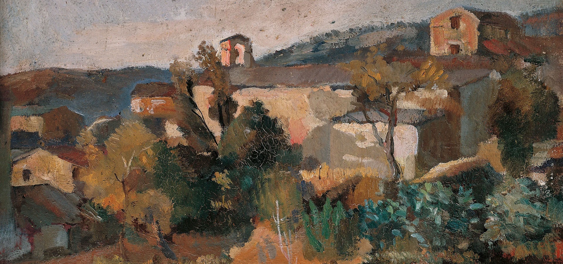 Carmelo Floris, Sant'Anastasio di Olzai, oil on cardboard