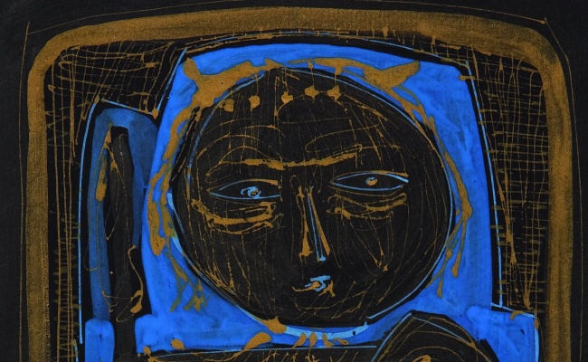 Giovanni Nonnis, Guerriero, olio e tempera dorata, 1965-70