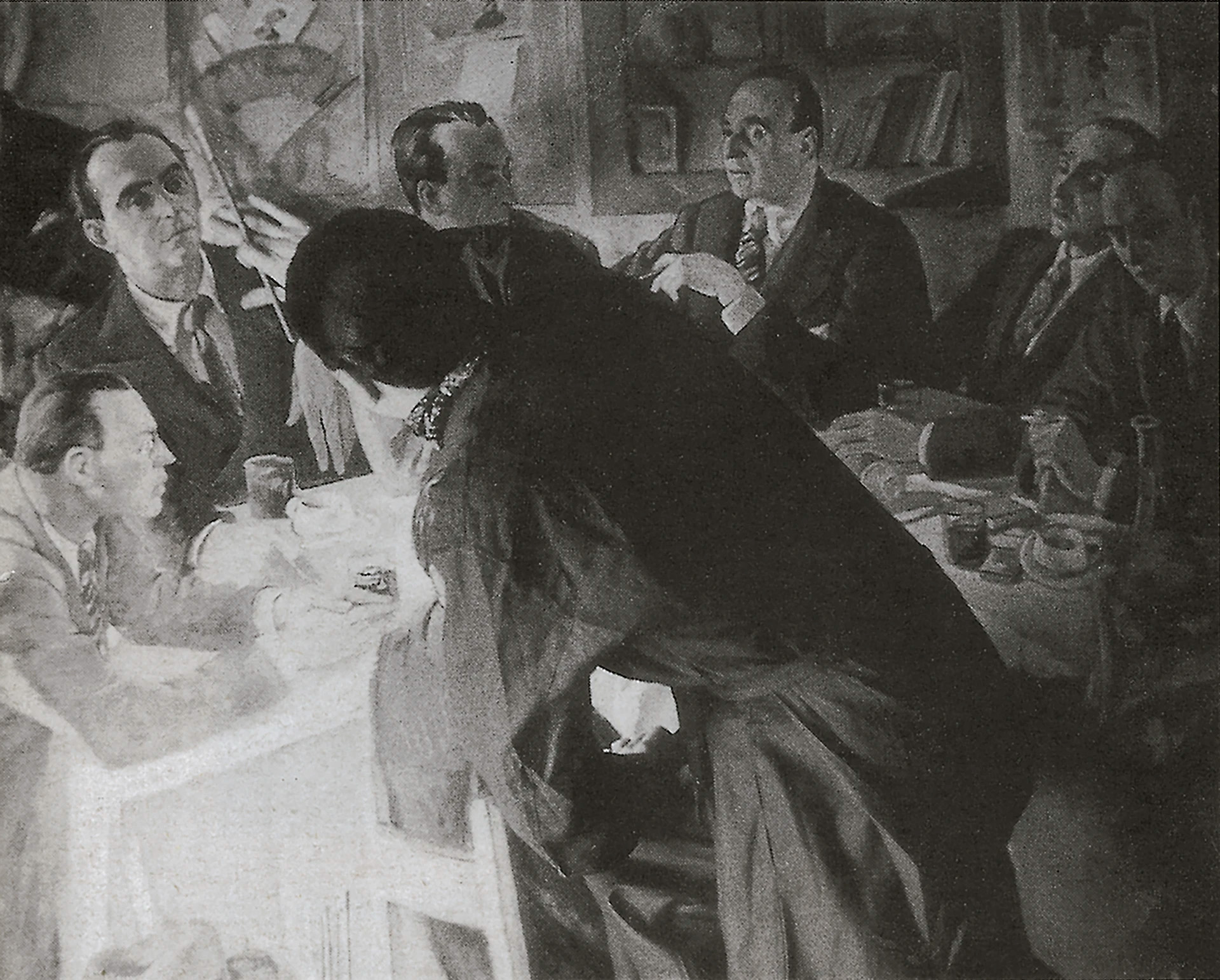 Bernardino Palazzi nel suo studio a Milano mentre dipinge Bagutta - © Archivio Ilisso