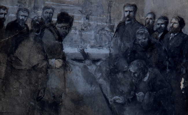 Giacinto Satta, Scena all'interno di una chiesa, 1900